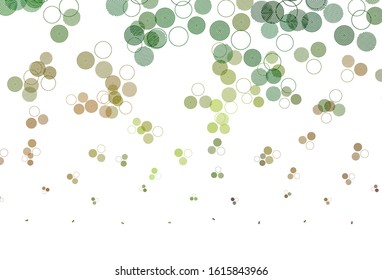 Light Green, Yellow vector texture with disks. Glitter abstract illustration with blurred drops of rain. Pattern for beautiful websites.