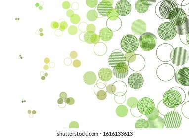 Light Green, Yellow vector texture with disks. Blurred decorative design in abstract style with bubbles. Pattern for beautiful websites.