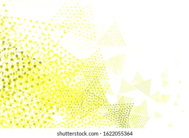 Light Green, Yellow vector texture with triangular style with circles. Glitter abstract illustration with spheres, triangular lines. Pattern for booklets, leaflets