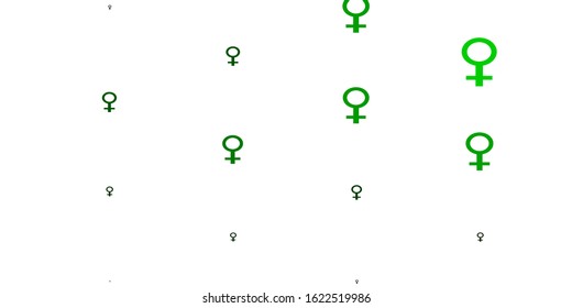 Light Green, Yellow vector texture with women's rights symbols. Colorful feminism symbols with a gradient in modern style. New design for your web apps.
