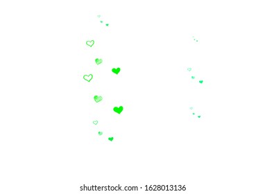 Light Green, Yellow vector texture with lovely hearts. Decorative design with hearts in simple style . Pattern for valentine's ad, booklets.