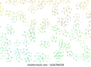 Light Green, Yellow vector texture with mathematic symbols. Colored mathematic signs with gradient on white background. Pattern for school, grammar websites.