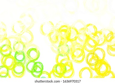 Light Green, Yellow vector texture with disks. Blurred bubbles on abstract background with colorful gradient. Pattern for textures of wallpapers.
