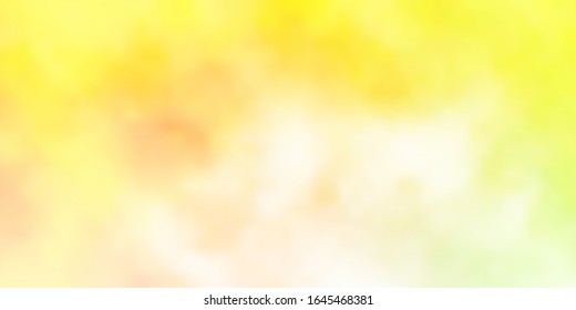 Light Green, Yellow vector texture with cloudy sky. Gradient illustration with colorful sky, clouds. Template for landing pages.