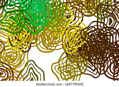 Light Green, Yellow vector texture with curved lines. A shining illustration, which consists of curved lines. Pattern for your business design.