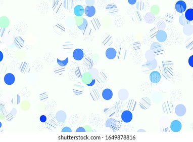 Light Green, Yellow vector texture with disks. Blurred decorative design in abstract style with bubbles. Design for poster, banner of websites.