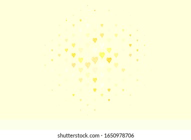 Light Green, Yellow vector texture with lovely hearts. Beautiful abstract hearts on colorful gradient background. Pattern for marriage gifts, congratulations.