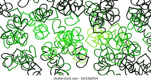 Light Green, Yellow vector texture with lovely hearts. Decorative shining illustration with hearts on abstract template. Design for ad, poster, banner of Valentine Day.