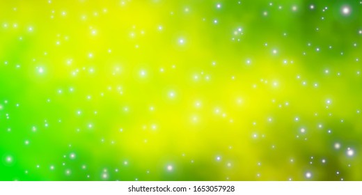 Light Green, Yellow vector texture with beautiful stars. Colorful illustration with abstract gradient stars. Design for your business promotion.