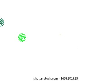 Color verde claro, textura vectorial amarilla con discos. Decoración borrosa de estilo abstracto con burbujas. Patrón para sitios web hermosos.