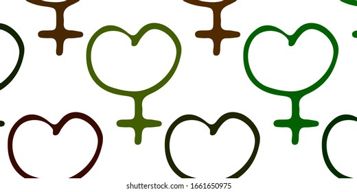 Light Green, Yellow vector texture with women's rights symbols. Colorful feminism symbols with a gradient in modern style. Simple design for your web site.