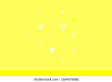 Light Green, Yellow vector texture with lovely hearts. Beautiful celebration style hearts on abstract illustration. Design for celebrating of Valentine Day.