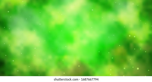 Light Green, Yellow vector texture with beautiful stars. Shining colorful illustration with small and big stars. Theme for cell phones.