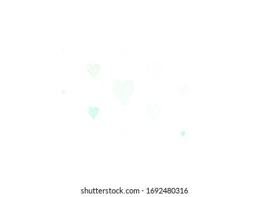 Light Green, Yellow vector texture with lovely hearts. Beautiful abstract hearts on colorful gradient background. Pattern for carnival, festival romantic leaflets.