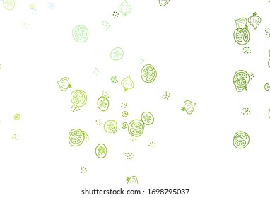 Light Green, Yellow vector texture with delicious snacks. Colorful decorative design of snacks in doodle style. Pattern for ads of breakfast, lunch, dinner.