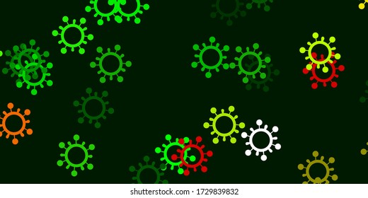 Light green, yellow vector texture with disease symbols. Abstract illustration with biological gradient shapes. Design for biohazard warning.
