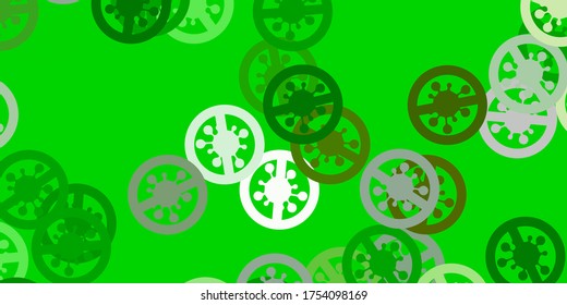 Light green, yellow vector texture with disease symbols. Simple design in abstract style with infection forms. Design for biohazard warning.