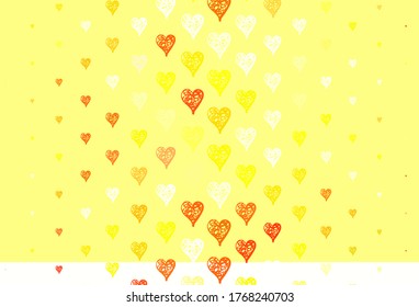 Light Green, Yellow vector texture with lovely hearts. Smart illustration with gradient hearts in valentine style. Template for Valentine's greeting postcards.