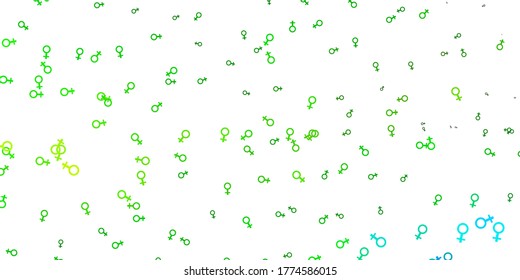 Light Green, Yellow vector texture with women's rights symbols. Abstract illustration with a depiction of women's power. Best design to show the power of women.
