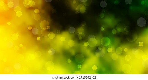 Light Green, Yellow vector texture with disks. Abstract colorful disks on simple gradient background. Pattern for business ads.