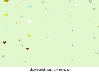 Light Green, Yellow vector texture with lovely hearts. Illustration with hearts in love concept for valentine's day. Template for Valentine's greeting postcards.