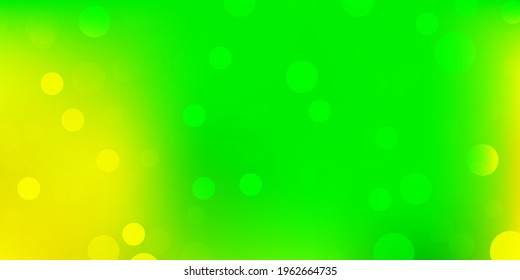 Light green, yellow vector texture with disks. Glitter abstract illustration with colorful drops. New template for a brand book.