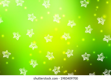 Light Green, Yellow vector texture with beautiful stars. Glitter abstract illustration with colored stars. Smart design for your business advert.