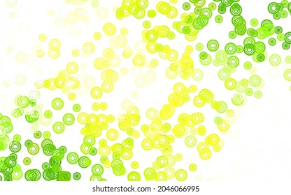 Light Green, Yellow vector texture with disks. Blurred decorative design in abstract style with bubbles. Pattern for ads, leaflets.