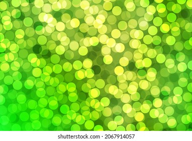 Light Green, Yellow vector texture with disks. Abstract illustration with colored bubbles in nature style. Pattern for ads, leaflets.