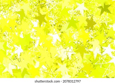 Light Green, Yellow vector texture with beautiful stars. Shining colored illustration with stars. Smart design for your business advert.