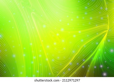 Light Green, Yellow vector texture with disks, curves. Abstract background with gradient geometric pattern. Modern template for landing page.