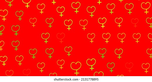 Light Green, Yellow vector texture with women rights symbols. Colorful illustration with gradient feminism shapes. Best design to show the power of women.