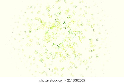 Verde claro, textura vectorial amarilla con concepto de inteligencia artificial. Ilustración abstracta con enlaces y puntos de IA. Plantilla para anuncios de intelecto, innovaciones.