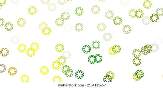 Light green, yellow vector texture with disks. Illustration with set of shining colorful abstract spheres. New template for a brand book.
