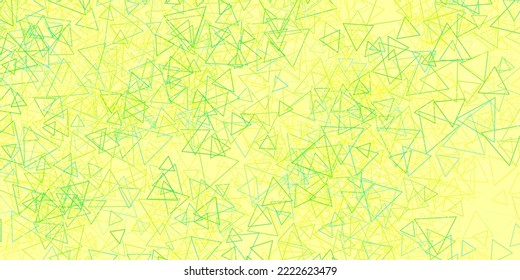 Verde claro, textura vectorial amarilla con triángulos aleatorios. Ilustración abstracta inteligente con formas triangulares de estilo moderno. Una adición fácil a sus comerciales.