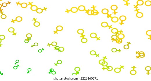 Light Green, Yellow vector texture with women's rights symbols. Abstract illustration with a depiction of women's power. New design for applications.