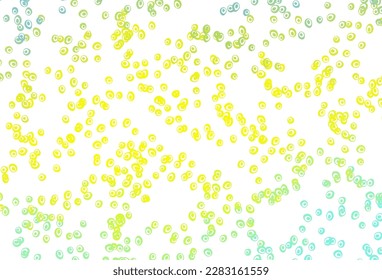 Light Green, Yellow vector texture with disks. Blurred decorative design in abstract style with bubbles. Template for your brand book.