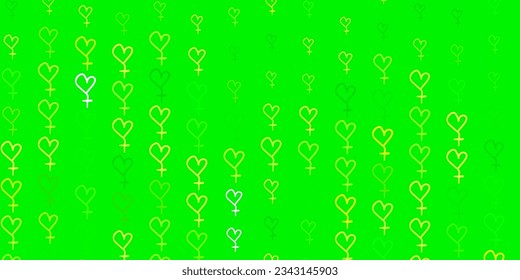 Light Green, Yellow vector texture with women rights symbols. Colorful feminism symbols with a gradient in modern style. Simple design for your web site.