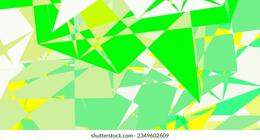 Verde claro, textura vectorial amarilla con triángulos aleatorios. Magnífica ilustración abstracta con formas triangulares, formas. Una adición fácil a sus comerciales.