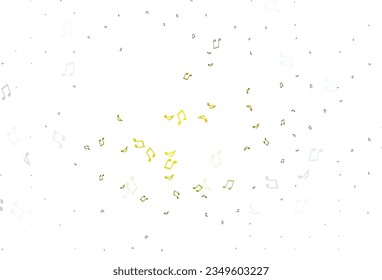 Light Green, Yellow vector texture with musical notes. Abstract illustration with colorful symbols of melody. Template for fasion magazines.