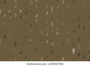 Light Green, Yellow vector texture with musical notes. Modern abstract illustration with melody keys. Modern design for wallpapers.