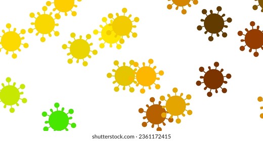 Light green, yellow vector texture with disease symbols. Smart illustration with covid signs in decorative style. Design for biohazard warning.