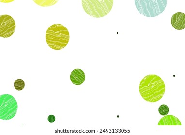 Light green, yellow vector texture with disks. Glitter abstract illustration with blurred drops of rain. Pattern for beautiful websites.