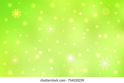 Light Green, Yellow vector texture with colored snowflakes. Glitter abstract illustration with crystals of ice. The template can be used as a new year background.