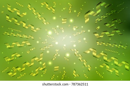 Light Green, Yellow vector texture with birthday confetti. Beautiful colored illustration with ribbon in celebration style. New design for ad, poster, banner of your Party.