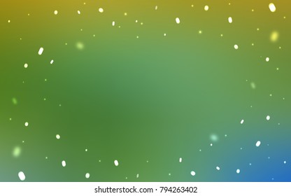 Light Green, Yellow vector texture with colored snowflakes. Shining colored illustration with snow in christmas style. The pattern can be used for new year ad, booklets.