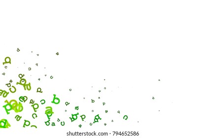 Light Green, Yellow vector texture with ABC characters. Shining illustration with ABC symbols on abstract template. Best design for your ad, poster, banner of college.