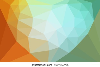 Light Green, Yellow vector triangle mosaic texture with a heart in a centre. Modern abstract illustration with triangles. Triangular pattern for your design.