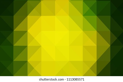Light Green, Yellow vector triangle mosaic template. Shining polygonal illustration, which consist of triangles. Brand new style for your business design.
