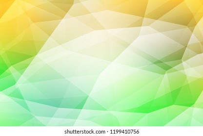Light Green, Yellow vector triangle mosaic cover. Creative illustration in halftone style with triangles. Brand new design for your business.